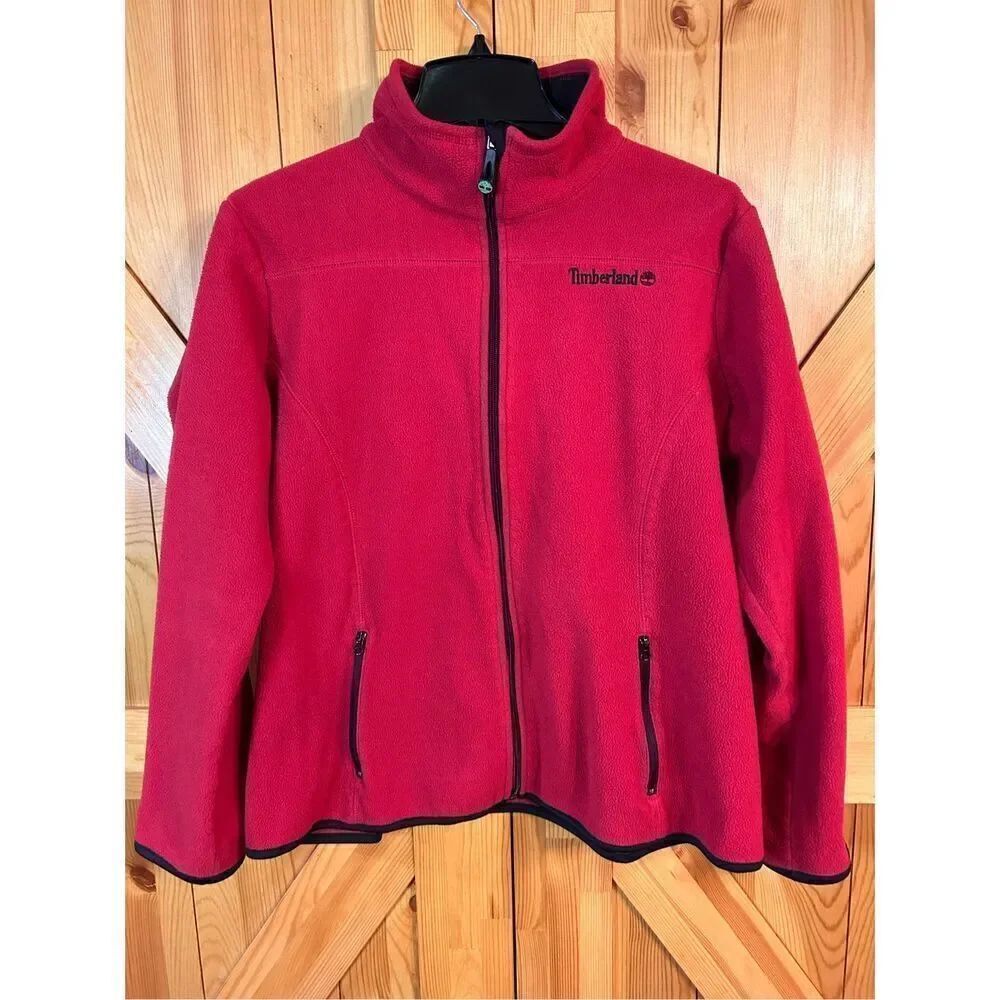 Timberland Long Sleeve Full Zip Fleece Jacket Men's Size XL Red (4470)